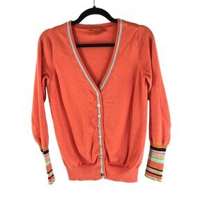 Modcloth Womens Cardigan Sweater Button Front V Neck Orange S
